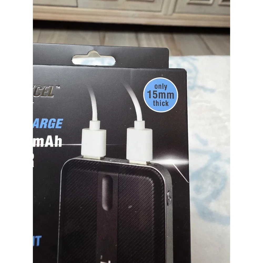 PowerXcel 10000mAh‎ Rapid Charge Power Bank Dual USB Portable Slim Black 15mm